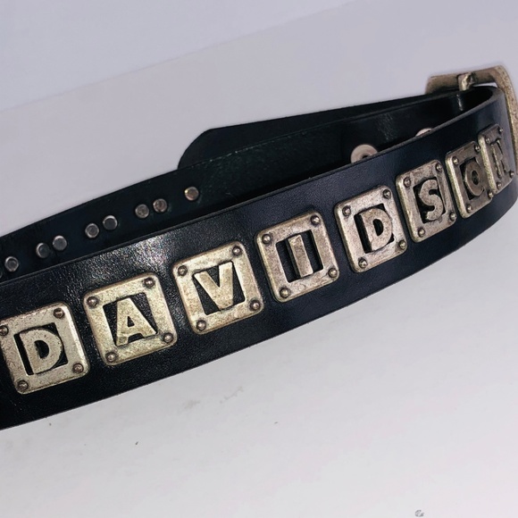 Harley Davidison Black Silver Metal Letters Belt - Picture 3 of 8